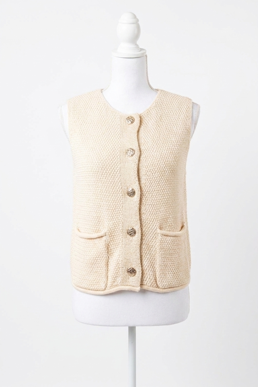 NEW TRIBAL sweater vest with pockets in coco cream